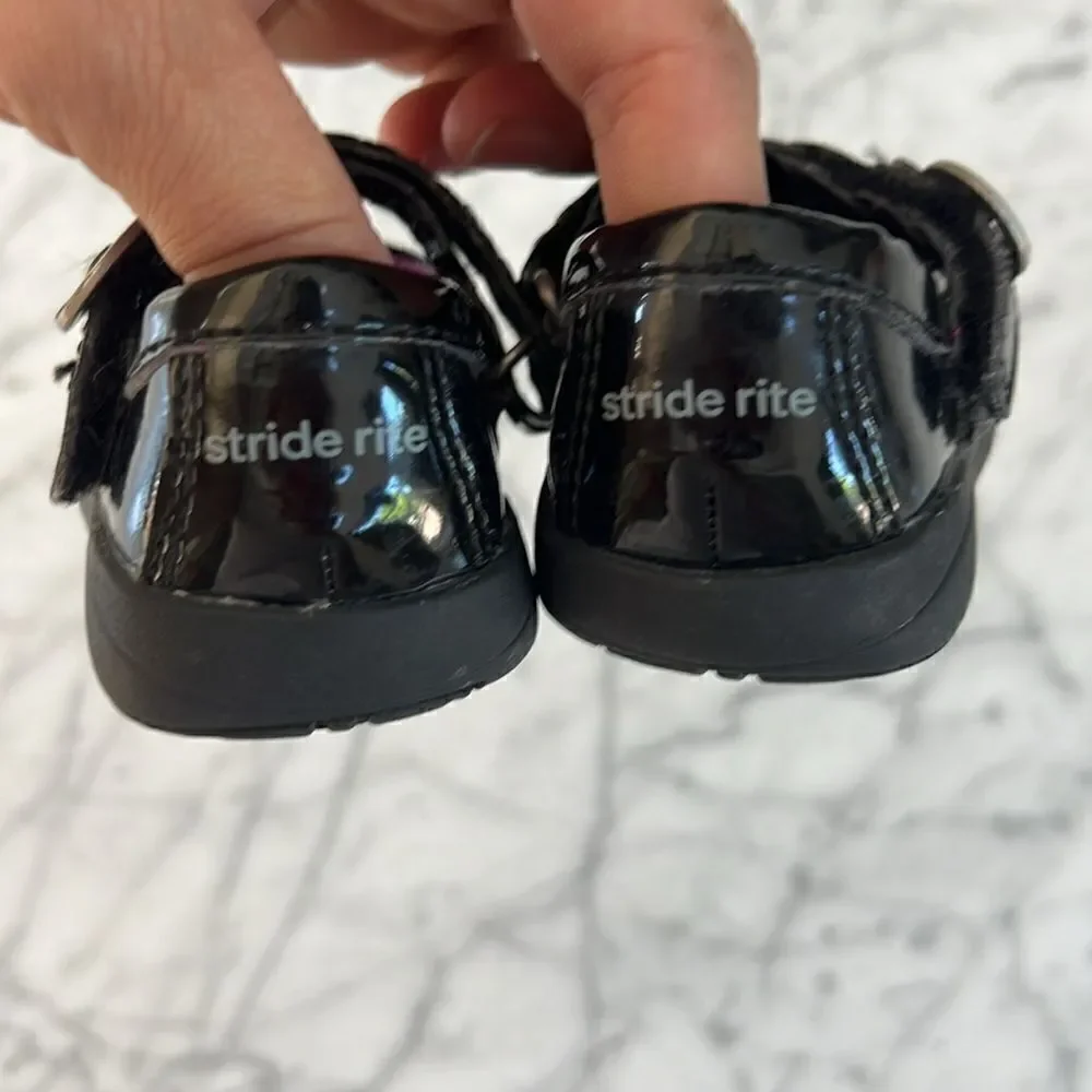 Stride Rite Baby Brielle Black Patent Leather Braided Mary Jane Ballet Flat 4.5